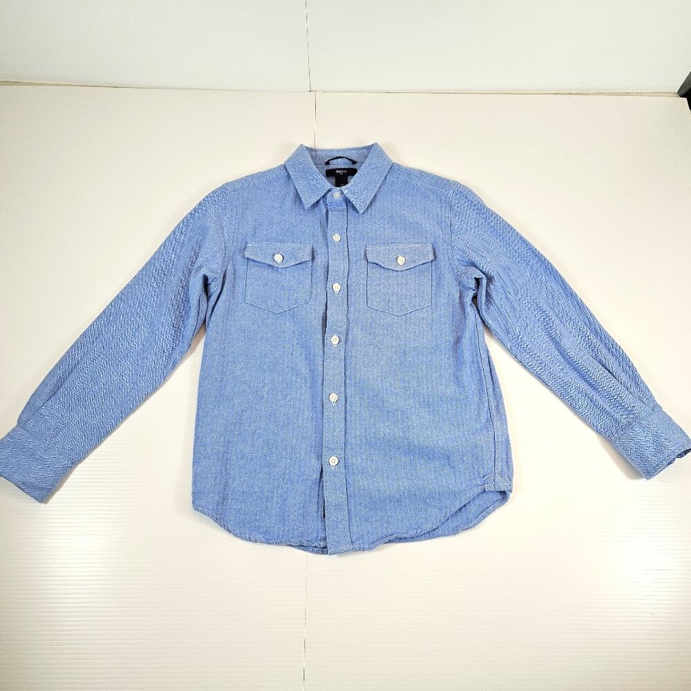 GapKids Shirt Boys Medium Blue Long Sleeve Button Up Chest Pockets Cotton Top